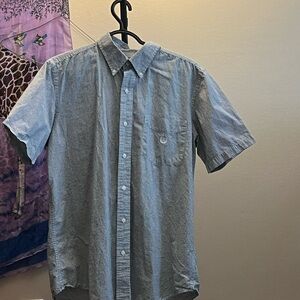 Men's Blue Checkered Short Sleeve Shirt